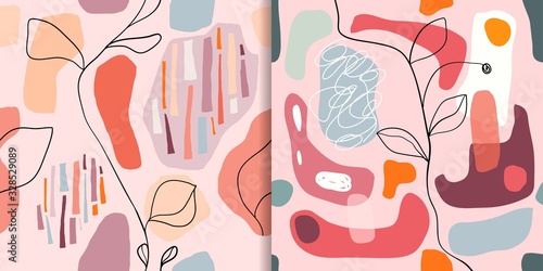 Abstract patterns set, with decorative  trendy design, cut out organic shapes, wall decoration