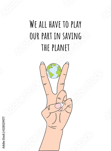 Human hand holding Earth. Save the Earth.