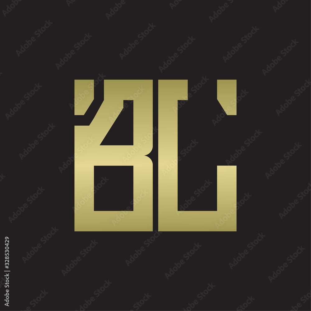 BL Logo with squere shape design template with gold colors BL Logo with squere shape design template with gold colors