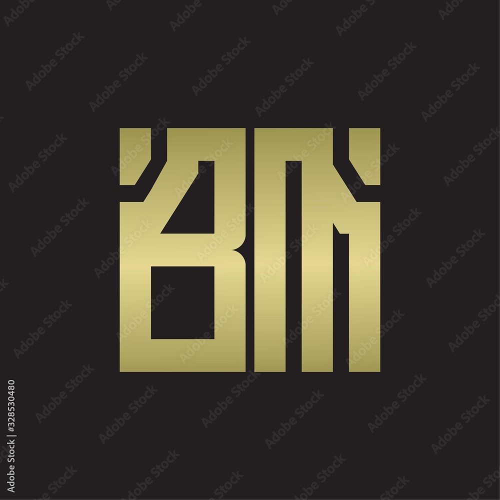 BM Logo with squere shape design template with gold colors BM Logo with squere shape design template with gold colors