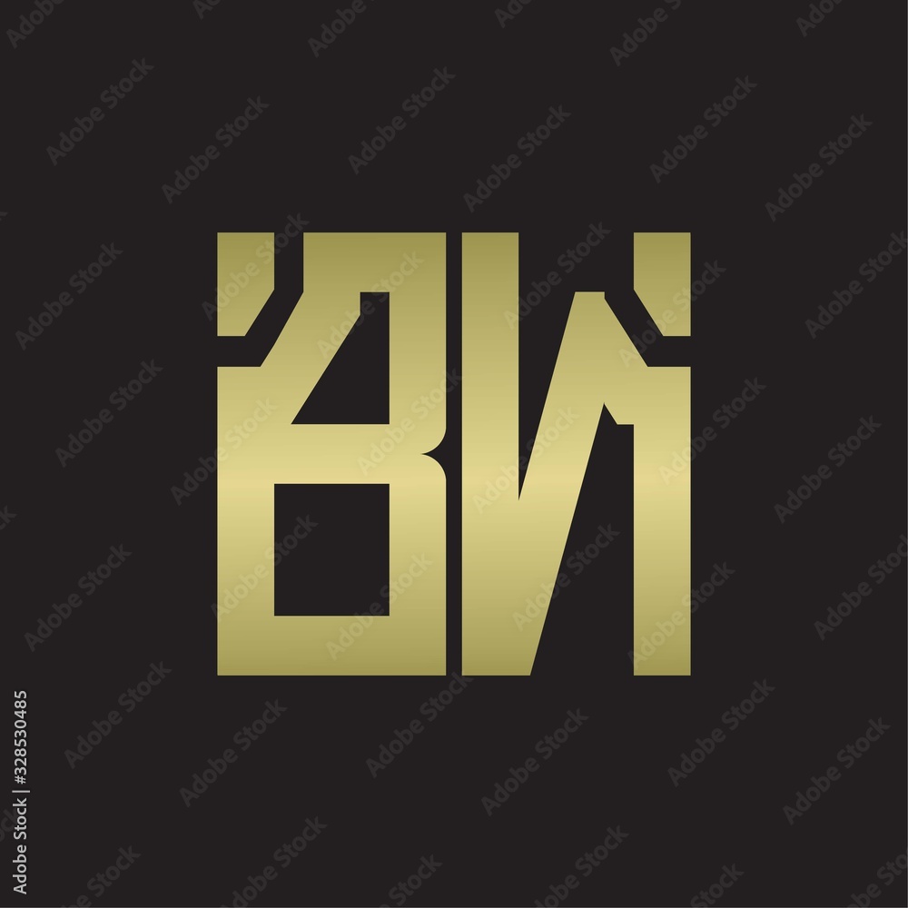 Fototapeta premium BN Logo with squere shape design template with gold colors