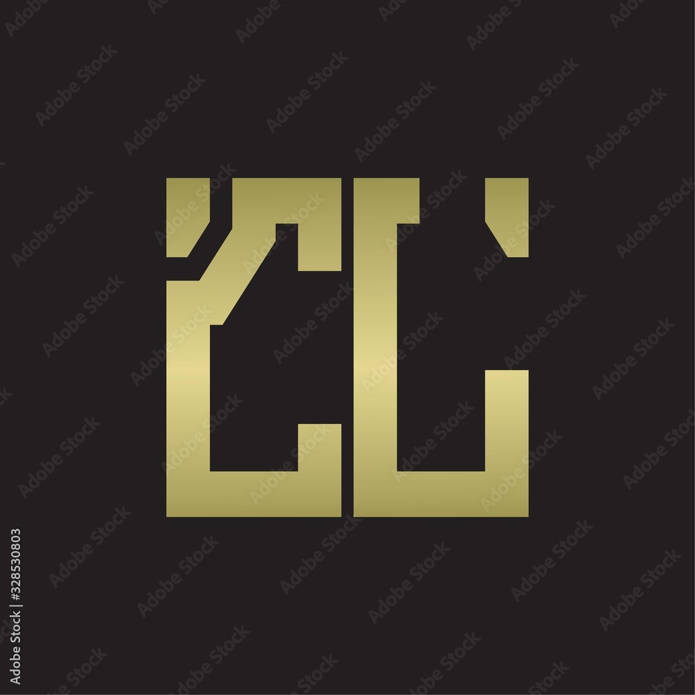 CL Logo with squere shape design template with gold colors CL Logo with squere shape design template with gold colors