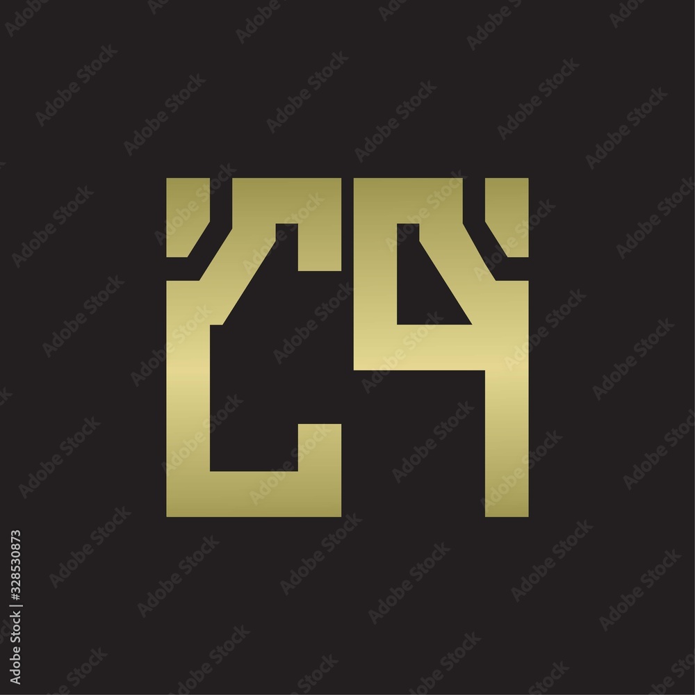 CP Logo with squere shape design template with gold colors CP Logo with squere shape design template with gold colors