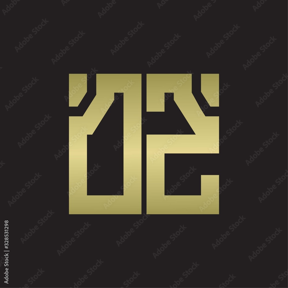 DZ Logo with squere shape design template with gold colors DZ Logo with squere shape design template with gold colors