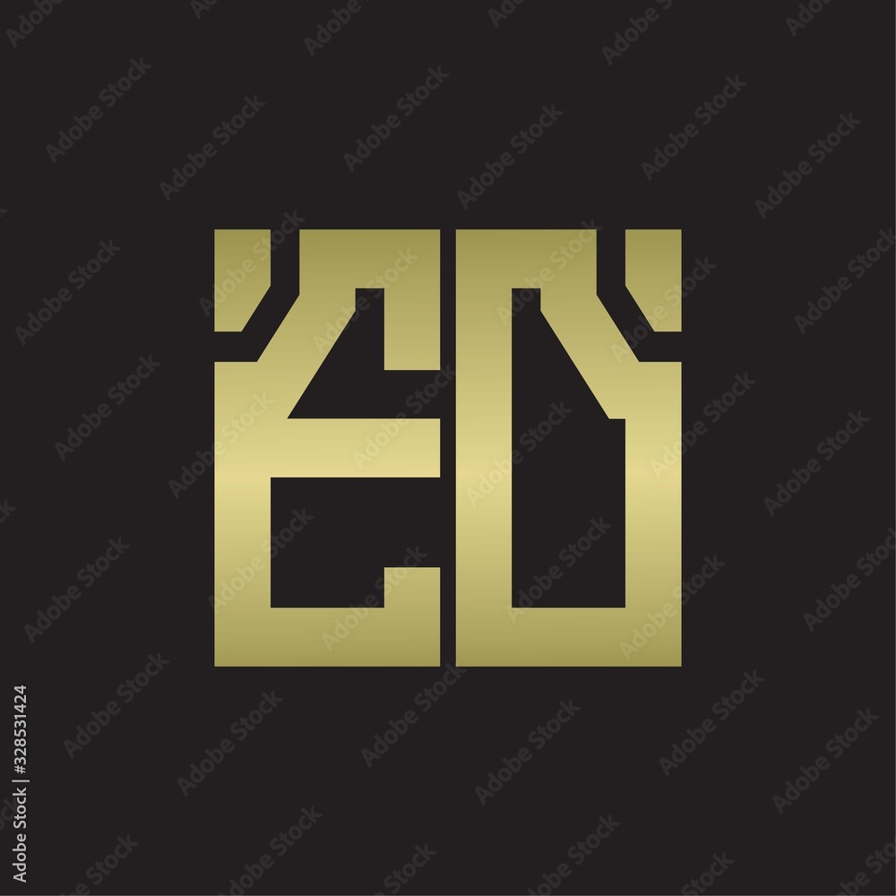 ED Logo with squere shape design template with gold colors ED Logo with squere shape design template with gold colors
