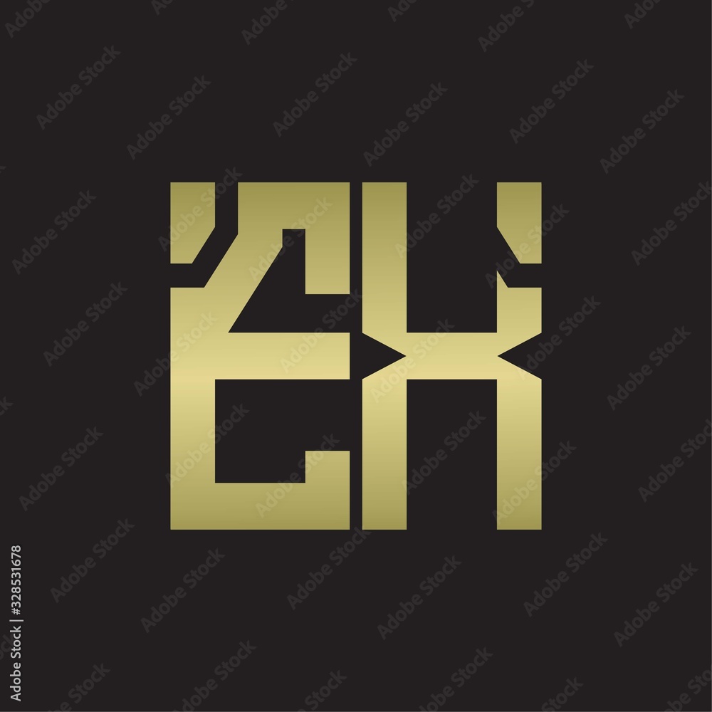 EX Logo with squere shape design template with gold colors EX Logo with squere shape design template with gold colors