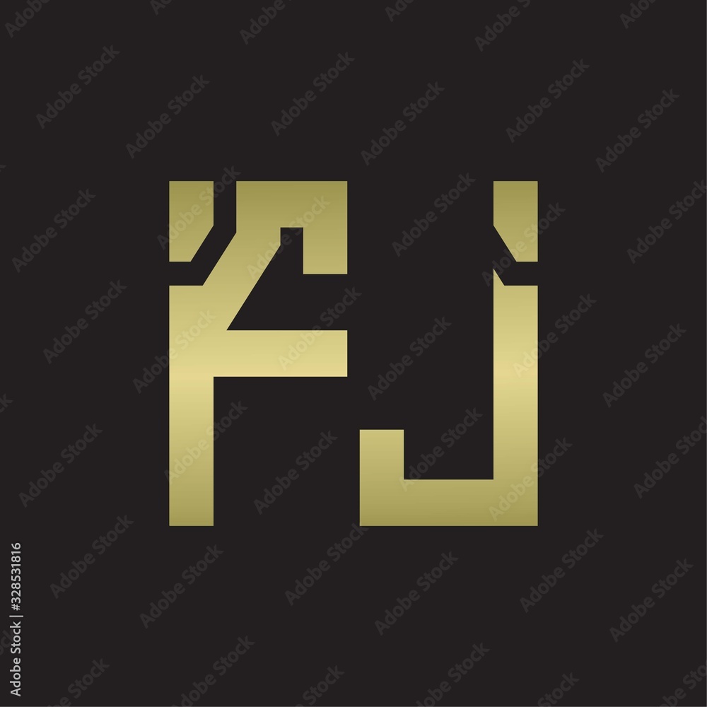 Obraz premium FJ Logo with squere shape design template with gold colors