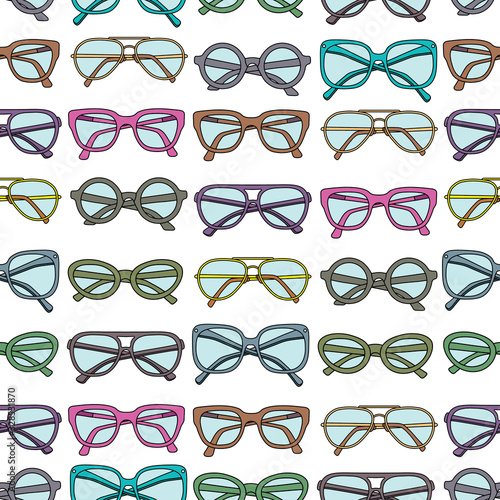 Vector seamless pattern with glasses and sunglasses