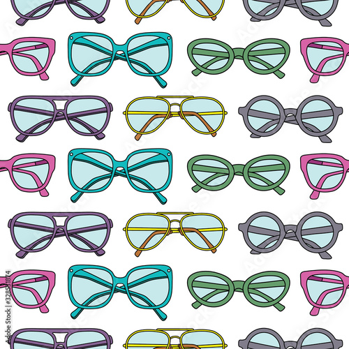 Vector seamless pattern with glasses and sunglasses