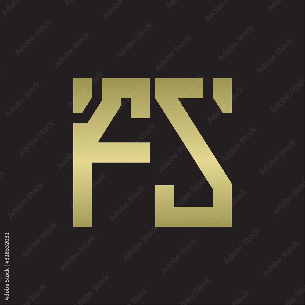 FSLogo with squere shape design template with gold colors