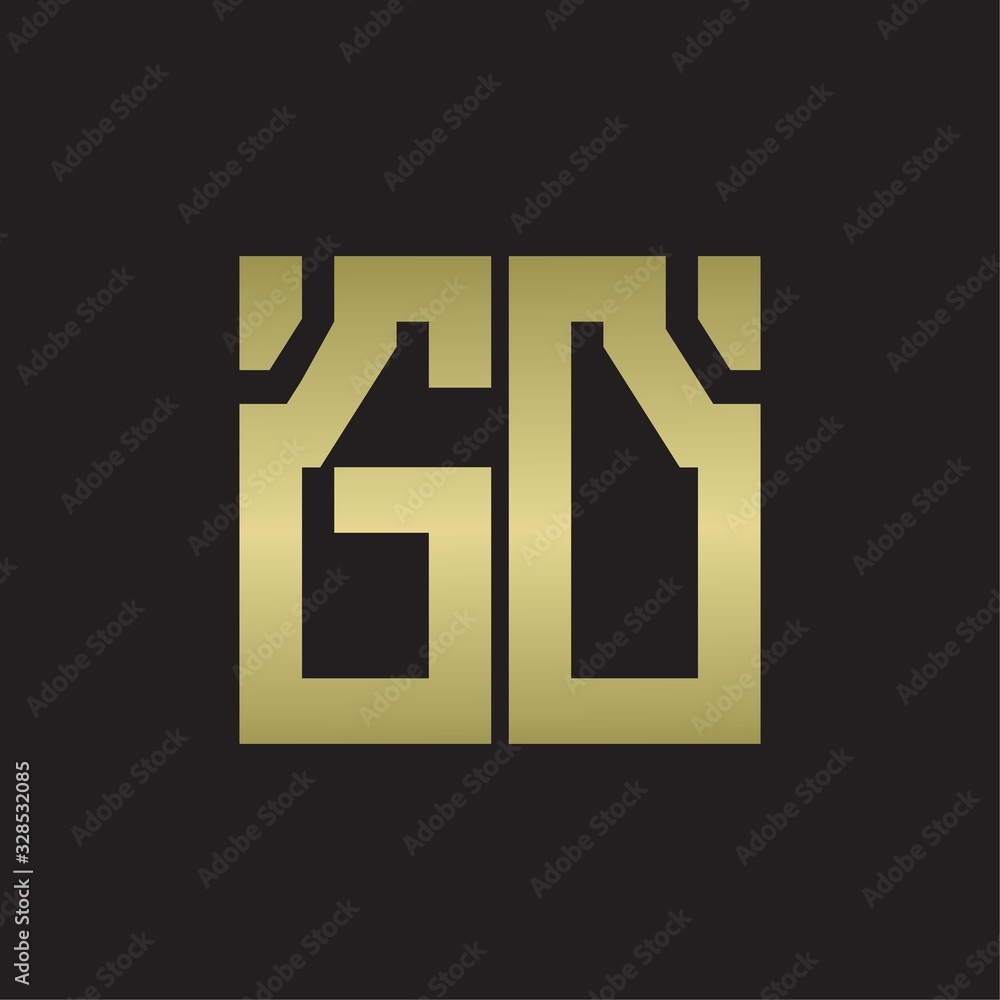 GD Logo with squere shape design template with gold colors GD Logo with squere shape design template with gold colors