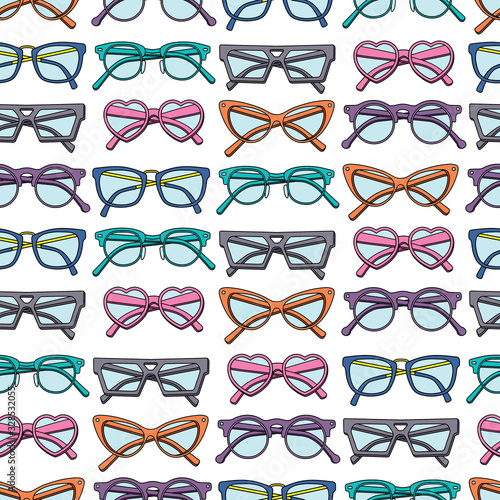Vector seamless pattern with glasses and sunglasses