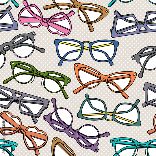 Vector seamless pattern with glasses and sunglasses