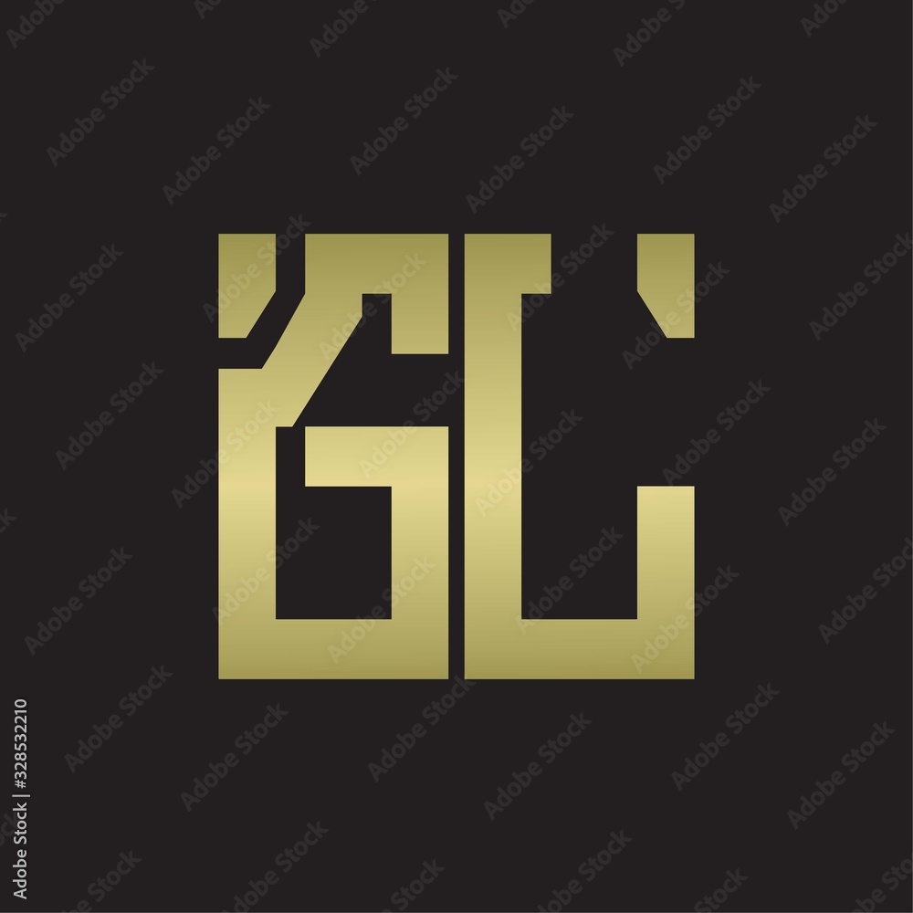 GL Logo with squere shape design template with gold colors GL Logo with squere shape design template with gold colors