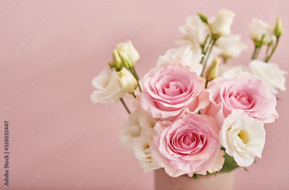 Spring card template. Happy Birthday or Valentine. Women's Day. Greeting card for mother's day. Congratulation with Easter. Flower card. Copy space. Wedding invitation. Flowers on pink background Spring card template. Happy Birthday or Valentine. Women's Day. Greeting card for mother's day. Congratulation with Easter. Flower card. Copy space. Wedding invitation. Flowers on pink background