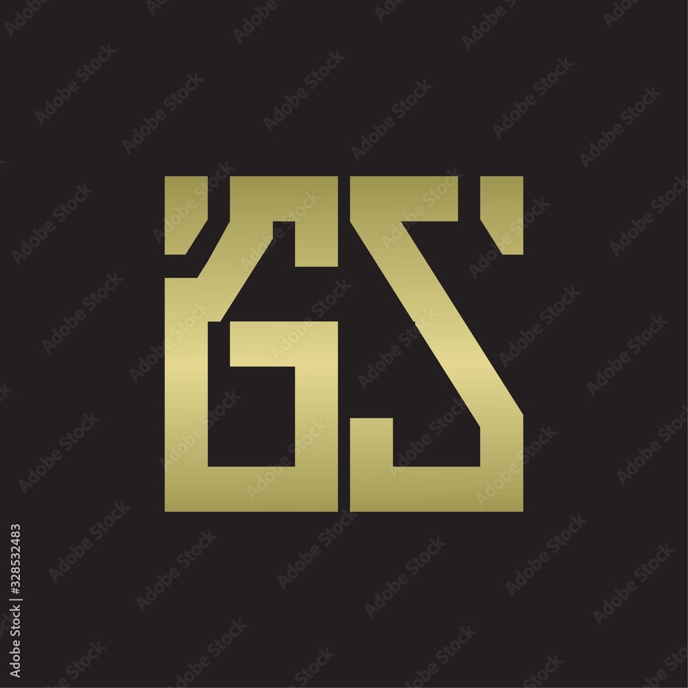 GS Logo with squere shape design template with gold colors GS Logo with squere shape design template with gold colors
