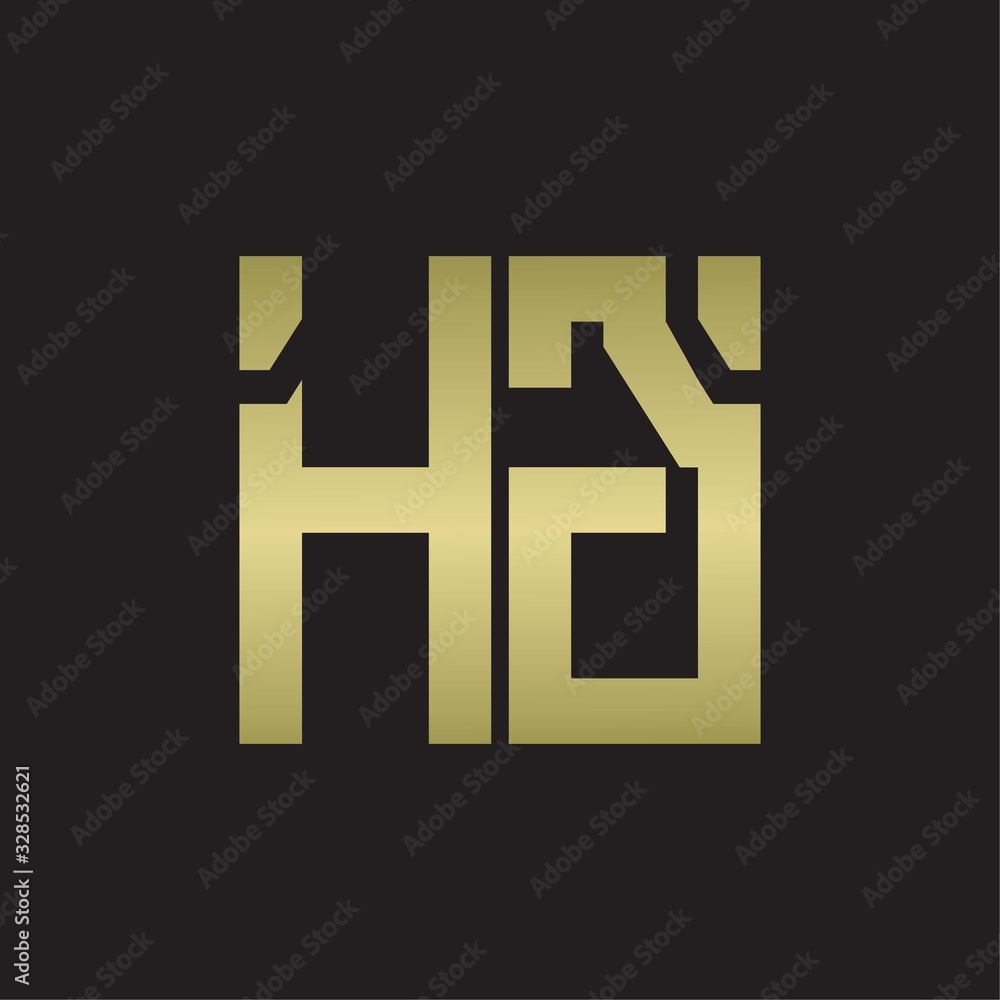 HG Logo with squere shape design template with gold colors HG Logo with squere shape design template with gold colors