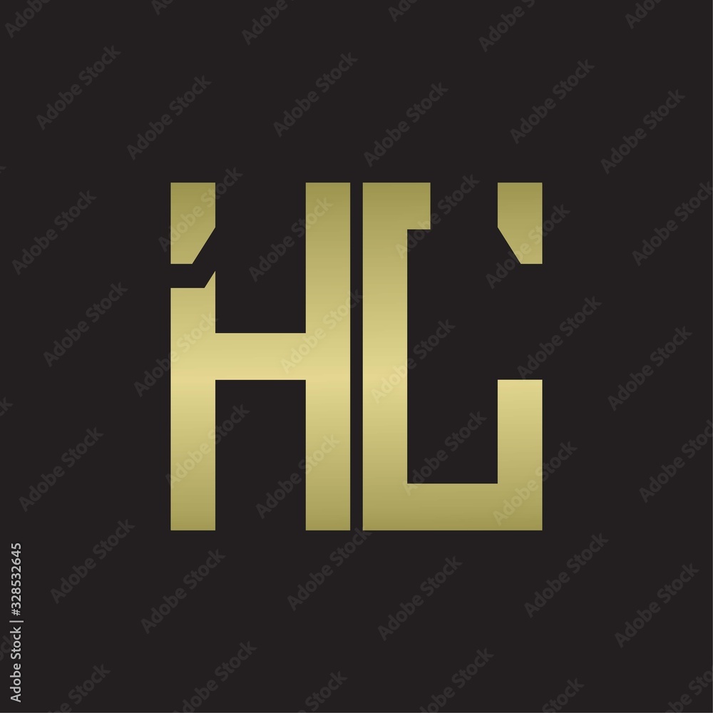 HL Logo with squere shape design template with gold colors HL Logo with squere shape design template with gold colors