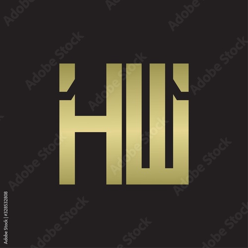 HW Logo with squere shape design template with gold colors
