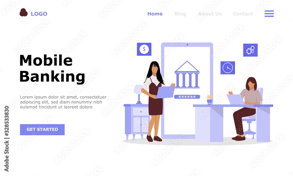 Mobile Banking Vector Illustration Concept , Suitable for web landing page, ui,  mobile app, editorial design, flyer, banner, and other related occasion