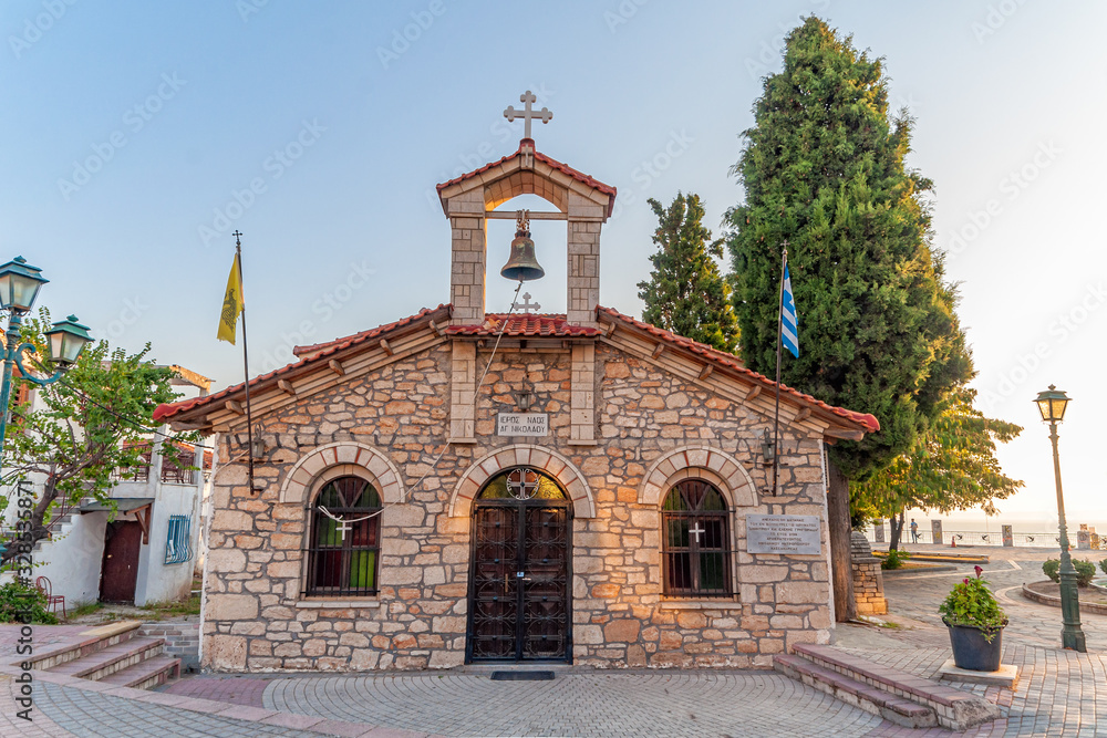 Kallithea, Greece - September 03,2019: Saint Nicholas Orthodox Church in Kallithea, Halkidiki