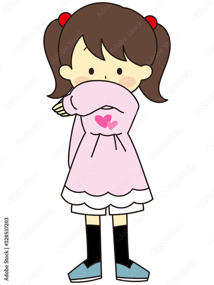 A person who covers his mouth inside the elbow A person who covers his mouth inside the elbow