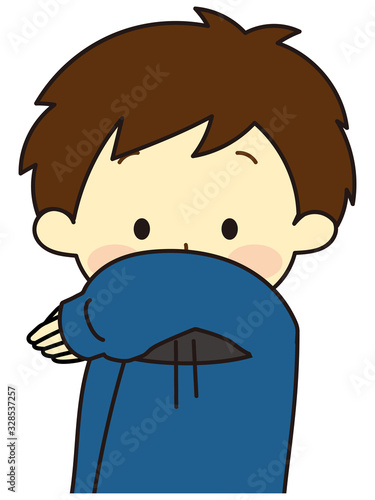 A person who covers his mouth inside the elbow
