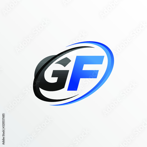 Initial Letters GF Logo with Circle Swoosh Element