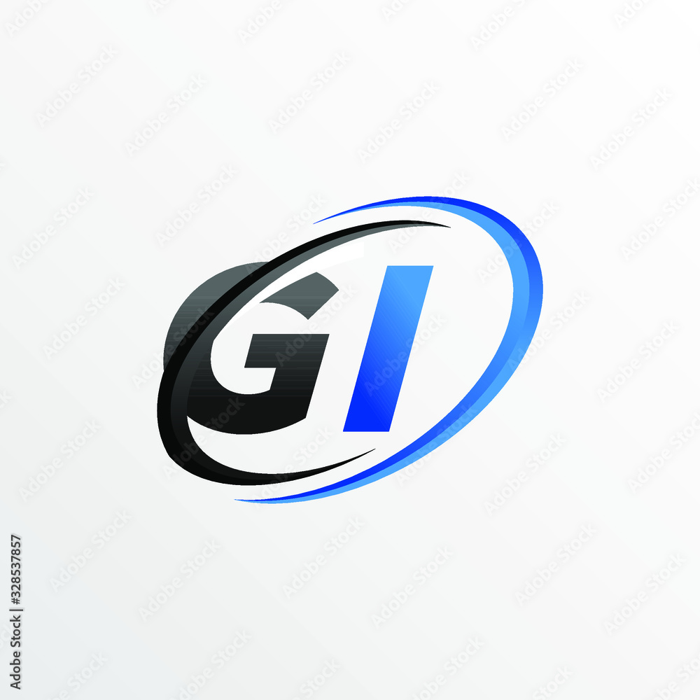 Obraz premium Initial Letters GI Logo with Circle Swoosh Element