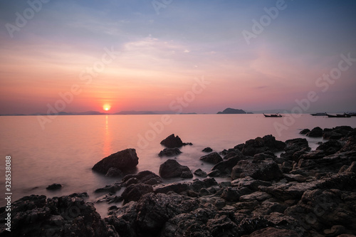 Long exposure of sea and rocks at Koh yao yai Phang nga Thailand