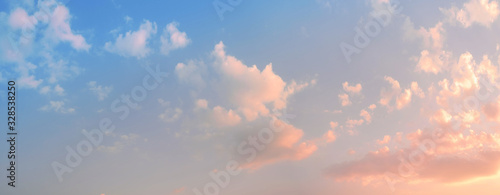 Beautiful Panorama of bright sky and clouds in morning