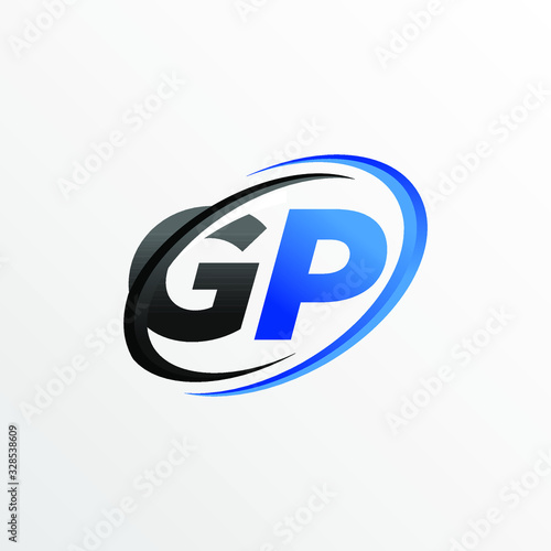 Initial Letters GP Logo with Circle Swoosh Element