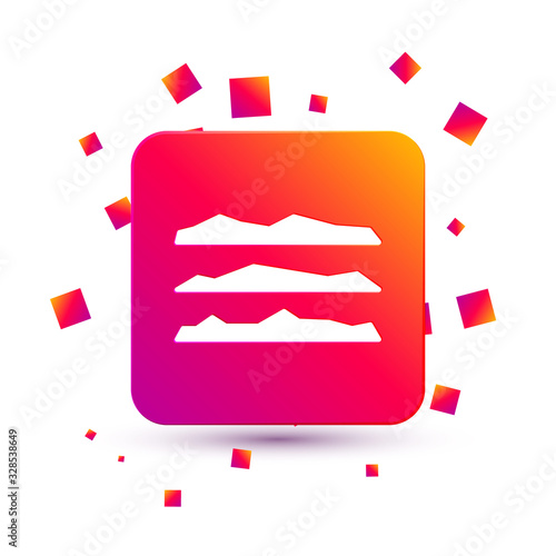 White Strips of cocaine or heroin drug icon isolated on white background. Square color button. Vector Illustration