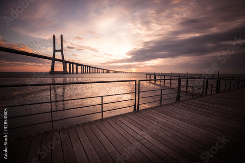 Bridge Lisbon at sunrise  Portugal - Vasco da Gamma