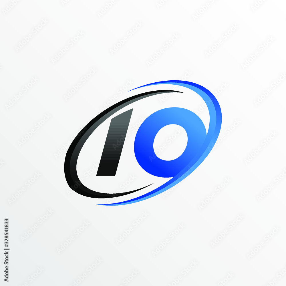 Initial Letters IO Logo with Circle Swoosh Element Initial Letters IO Logo with Circle Swoosh Element