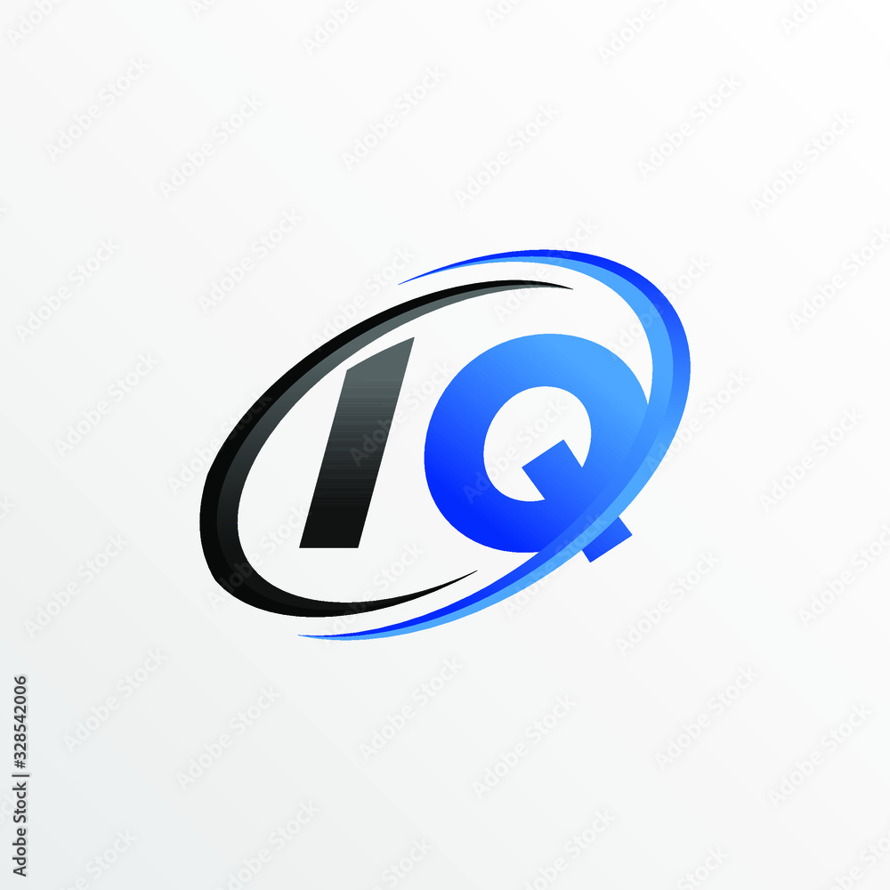 Initial Letters IQ Logo with Circle Swoosh Element Initial Letters IQ Logo with Circle Swoosh Element