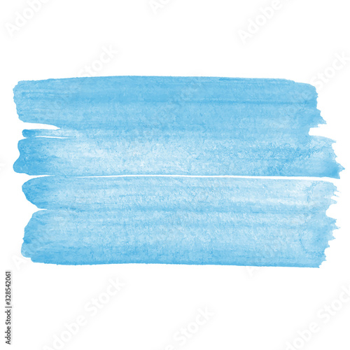 Vector hand drawn watercolor brush stain. Colorful painted stroke. Blue color artistic tender background.