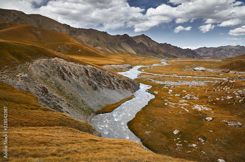 Mountain valley in Kyrgyzstan photo