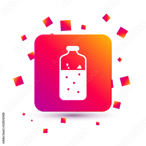 White Mulled wine with ingredients icon isolated on white background. Cinnamon stick, clove, lemon slice. Square color button. Vector Illustration