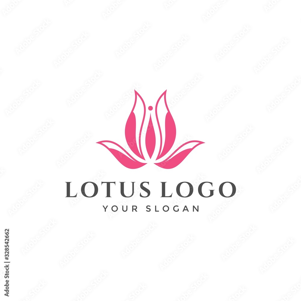 Blooming Lotus Flower Logo Spa Nature Health vector icon Illustration	