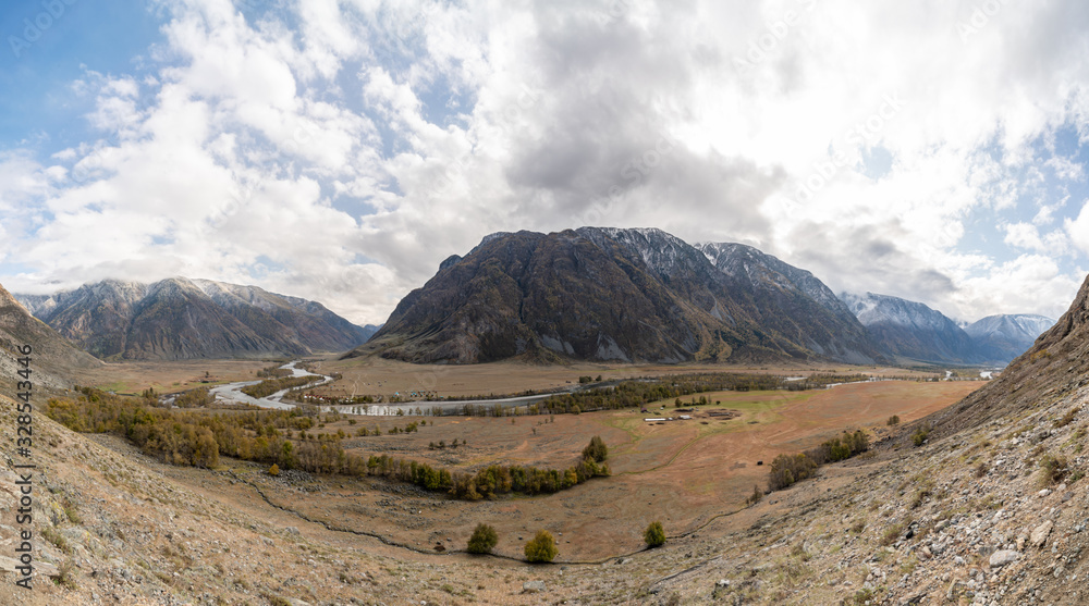 Mountain autumn landscape and river