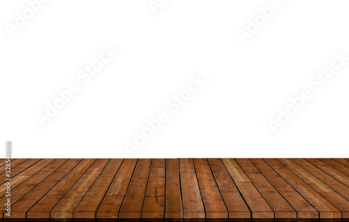 Wood table top on white background - can be used for display or montage your products