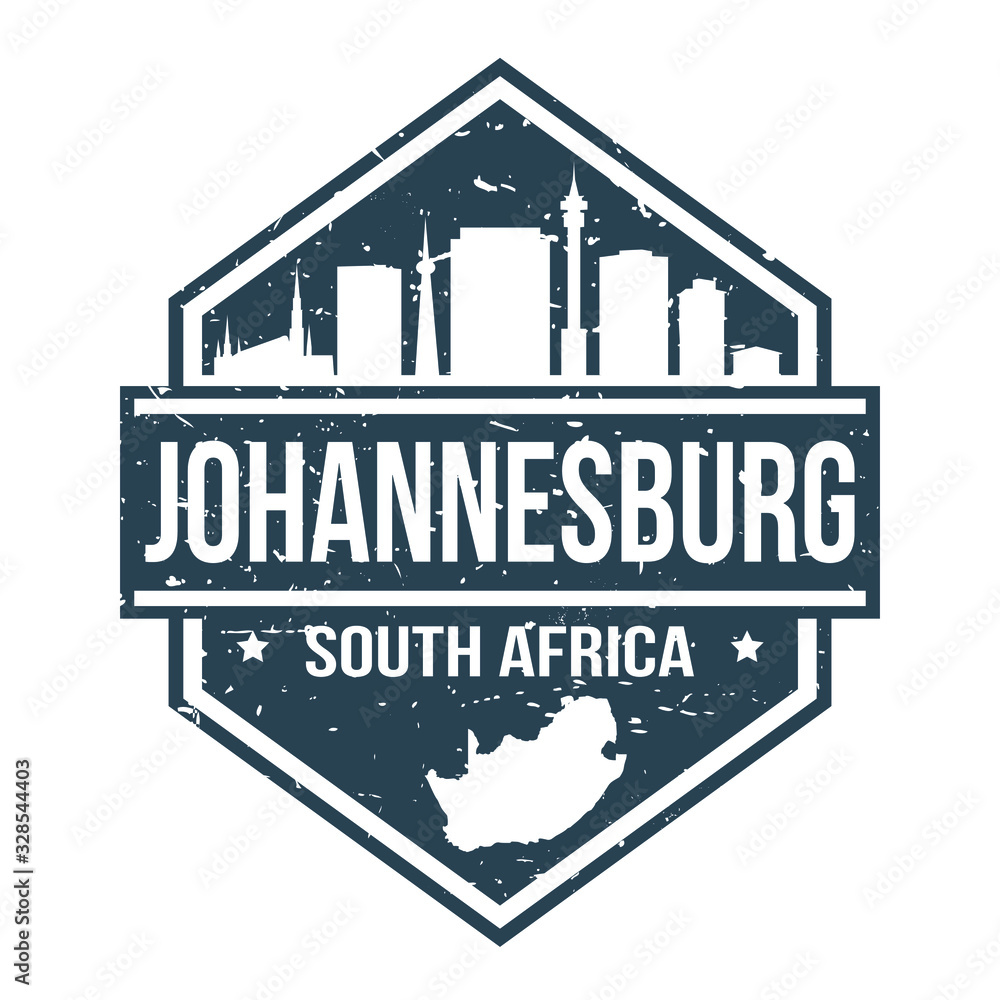 Fototapeta premium Johannesburg South Africa Travel Stamp. Icon Skyline City Design Vector.