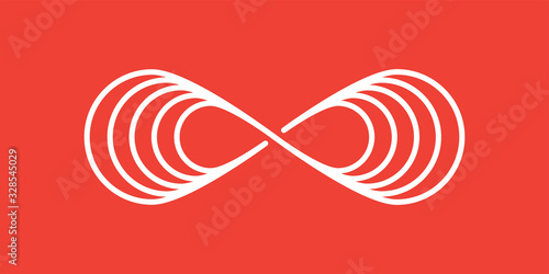 Infinity Illustration On Red Background. Red Flat Style Vector Illustration