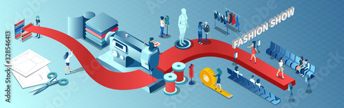 Vector infographic of a fashion designer dress making industry