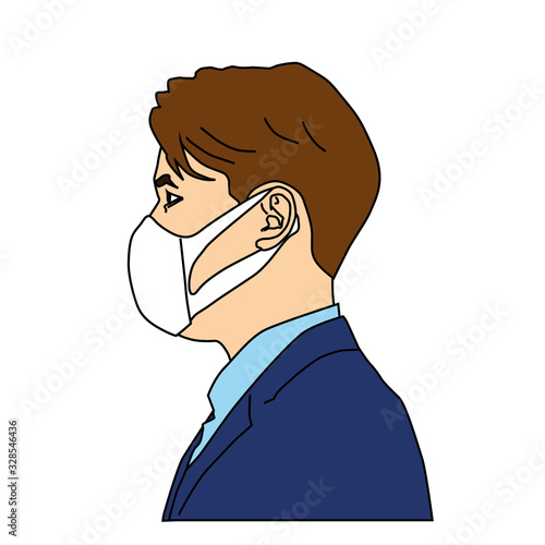 people wearing masks, vector illustrations, white backgrounds