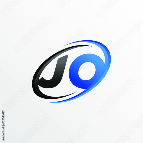 Initial Letters JO Logo with Circle Swoosh Element
