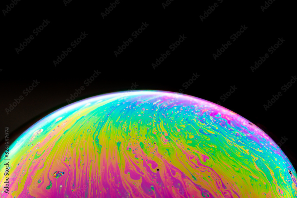colorful soap Bubble Ball with black background colorful soap Bubble Ball with black background