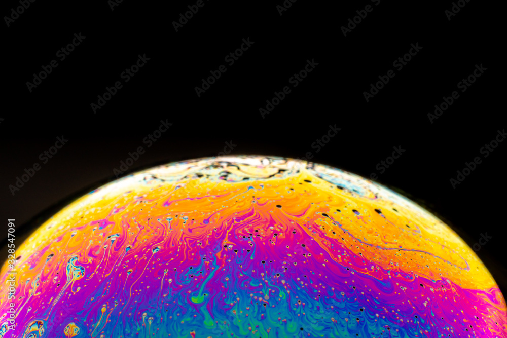 colorful soap Bubble Ball with black background colorful soap Bubble Ball with black background