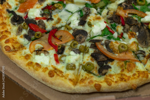Pizza with vegetables. Fresh vegetarian pizza